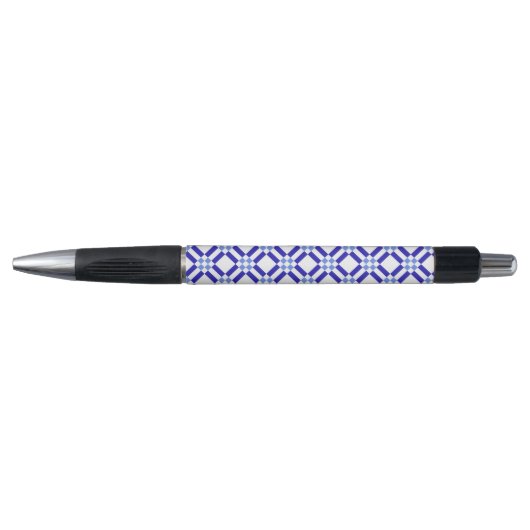Klassiek patroon blauw en wit vierkant pen (Voorkant)