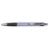 Klassiek patroon blauw en wit vierkant pen (Achterkant)