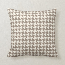 Klassiek Patroon Houndstooth in Tan en Room Kussen