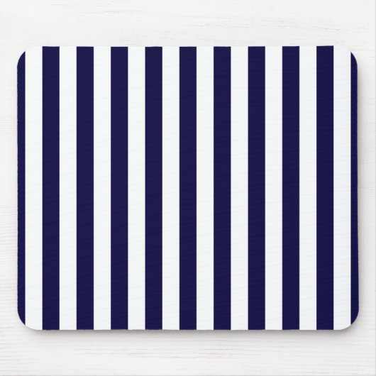 Klassiek patroon met navyblauwe en witte strepen muismat (Voorkant)