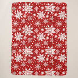 Klassiek patroon rood/wit Snowflake Sherpa Deken