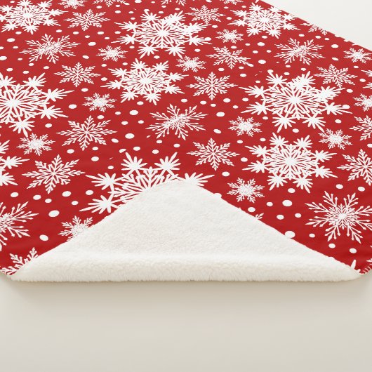 Klassiek patroon rood/wit Snowflake Sherpa Deken (3/4)