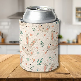 Klassiek patroon van kleine konijnengezichtjes met blikjeskoeler