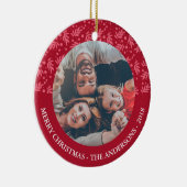 Klassiek patroonMerry-kerstfotoversiering Keramisch Ornament (Rechts)