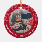 Klassiek patroonMerry-kerstfotoversiering Keramisch Ornament (Voorkant)