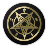 Klassiek pentagramsymbool keramische knop (Voorkant)