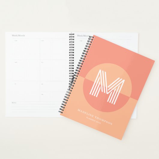 Klassiek perzik roze geometrisch modern monogram planner (Display)