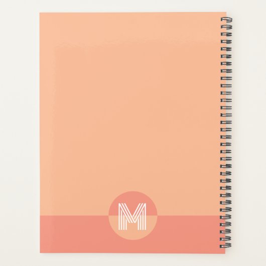 Klassiek perzik roze geometrisch modern monogram planner (Achterkant)
