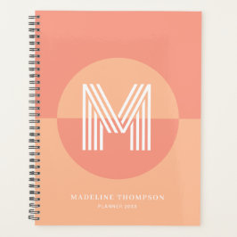 Klassiek perzik roze geometrisch modern monogram planner