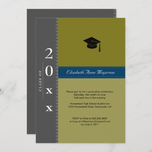 Klassiek Pet : Grijs en blauw Kaart (Voorkant / Achterkant)