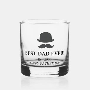 Klassiek Pet & snor Vaderdag Whisky Glas