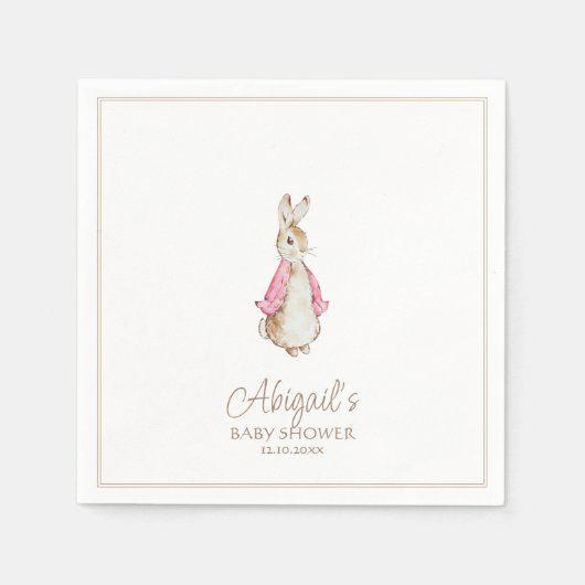 Klassiek Peter de Konijn Roze Meisje Baby shower Servet (Voorkant)