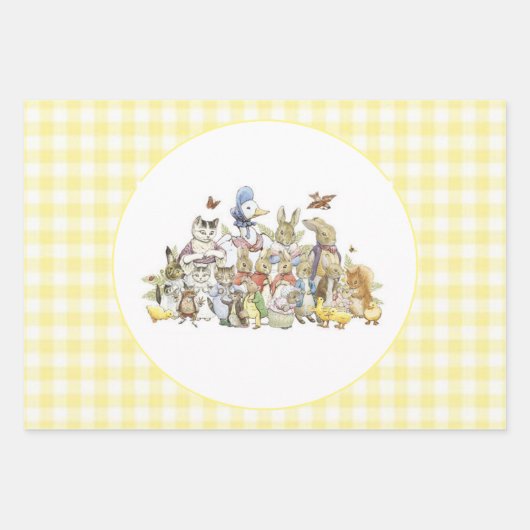 Klassiek Peter het Konijn Verjaardagsfeest Inpakpapier Vel (Voorkant)