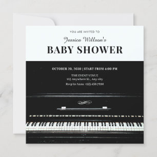 klassiek piano baby shower kaart