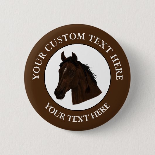 Klassiek pictogram Paardenaangepaste tekst Logo Ronde Button 5,7 Cm (Voorkant)
