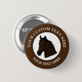 Klassiek pictogram Paardenaangepaste tekst Logo Ronde Button 5,7 Cm (Voorkant /achterkant)