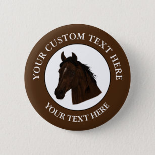 Klassiek pictogram Paardenaangepaste tekst Logo Ronde Button 5,7 Cm