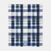 Klassiek plaid, blauw en wit monogram fleece deken (Voorkant)
