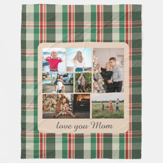 Klassiek Plaid Kinder Meerdere foto's Monogram Fleece Deken (Voorkant)