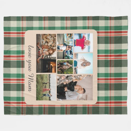 Klassiek Plaid Kinder Meerdere foto's Monogram Fleece Deken (Voorkant (Horizontaal))