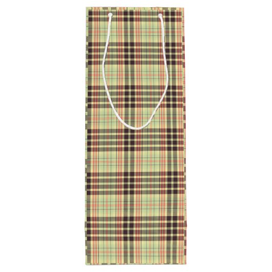 Klassiek plaid ontwerp wijn cadeautas (Achterkant)