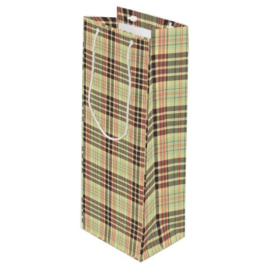 Klassiek plaid ontwerp wijn cadeautas (Voorkant Gekanteld)