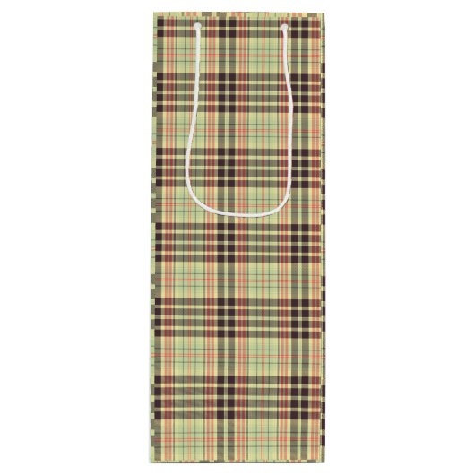 Klassiek plaid ontwerp wijn cadeautas (Voorkant)