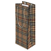 Klassiek plaid ontwerp wijn cadeautas (Achterkant Gekanteld)