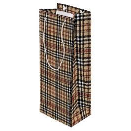 Klassiek plaid ontwerp wijn cadeautas