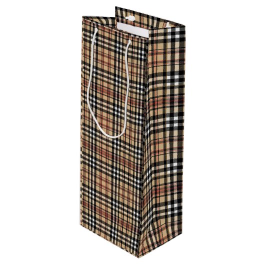 Klassiek plaid ontwerp wijn cadeautas (Voorkant Gekanteld)