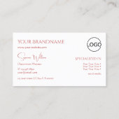 Klassiek Plain White Red met monogram en Logo Visitekaartje (Achterkant)