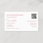 Klassiek Plain White Red met Monogram- en QR-code Visitekaartje (Achterkant)