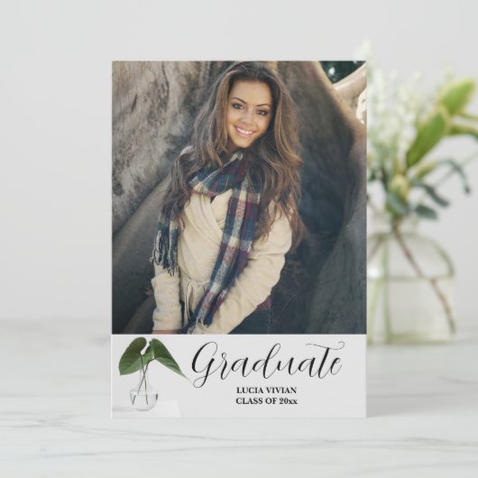 Klassiek Plant script 5 Photo Memory Afstuderen Kaart (Staand voorkant)