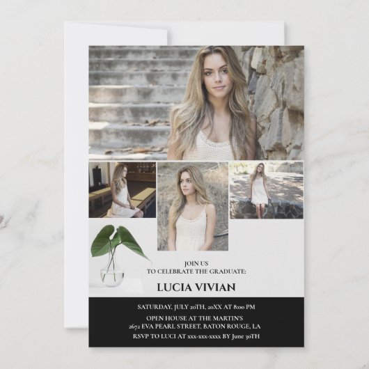 Klassiek Plant script 5 Photo Memory Afstuderen Kaart (Achterkant)