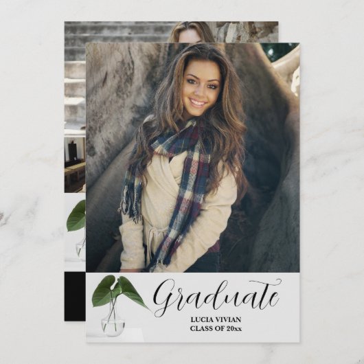 Klassiek Plant script 5 Photo Memory Afstuderen Kaart (Voorkant / Achterkant)