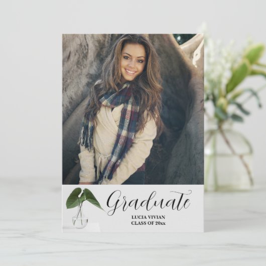 Klassiek Plant script 5 Photo Memory Afstuderen Kaart (Staand voorkant)