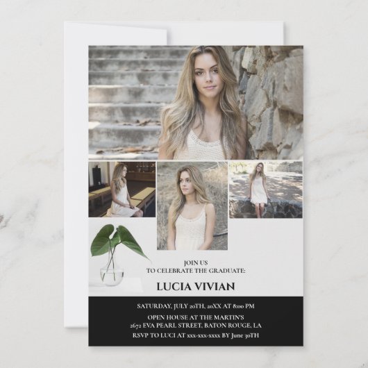 Klassiek Plant script 5 Photo Memory Afstuderen Kaart (Achterkant)