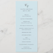 Klassiek poederblauw monogram elegant huwelijk programmakaart (Voorkant)