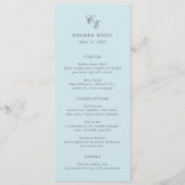 Klassiek Poederblauw Monogram Elegante Trouw Menu (Voorkant)