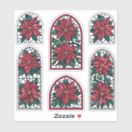 Klassiek Poinsettia Gebrandschilderd Glas Stickers