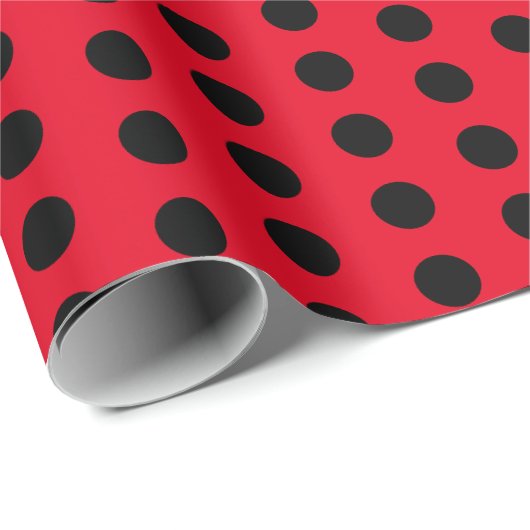 Klassiek Polka Dot Rood en Zwart Wrapping Papier (Rol Hoek)
