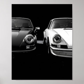 Klassiek Porsche 911 Zwart en Wit Duo Poster