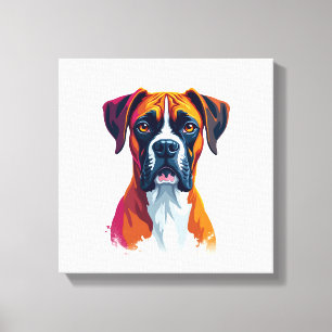 Klassiek Portret van Boxerhond Kleur Spat Pop Art Canvas Afdruk