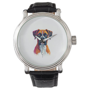Klassiek Portret van Boxerhond Kleur Spat Pop Art Horloge