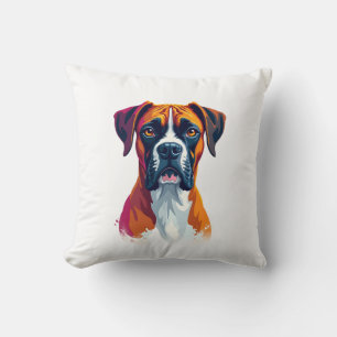 Klassiek Portret van Boxerhond Kleur Spat Pop Art Kussen