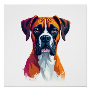 Klassiek Portret van Boxerhond Kleur Spat Pop Art Perfect Poster