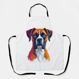 Klassiek Portret van Boxerhond Kleur Spat Pop Art Schort