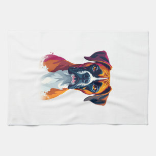 Klassiek Portret van Boxerhond Kleurspatten Pop Ar Theedoek