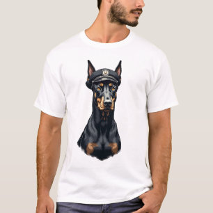 Klassiek portret van Dobermann politiehond zwart-w T-shirt