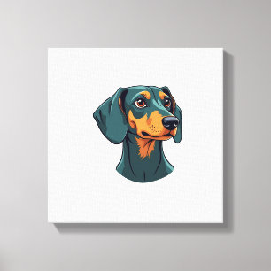 Klassiek portret van een Dachshund Retro hondenill Canvas Afdruk